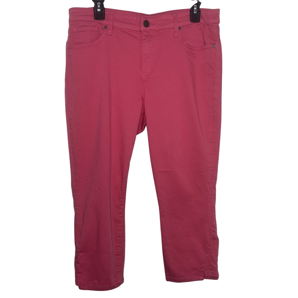 KUT From The Kloth Crop Skinny Jeans Womens14 Pink Stretch Denim